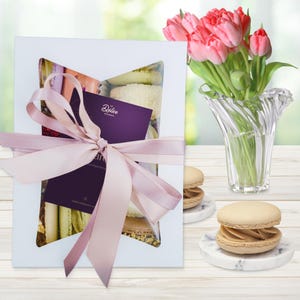 Coffee Cream Macarons Gift Box of 12 / 24 – Le Délice French Gourmet Cookies – Holiday Treat, Birthday Gift, Party Favor - Luxury Dessert