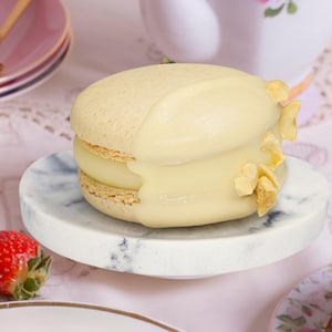 Peanut Caramel White Chocolate Macaron Gift Box – 12/24 French Gourmet Cookies by Le Délice – Birthday, Holiday, Thank You Dessert & Favors