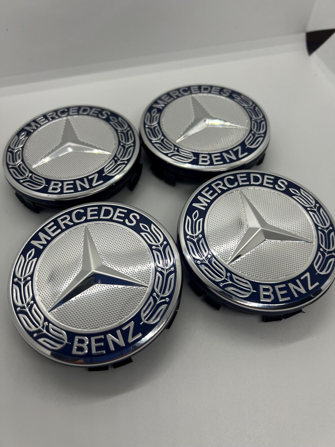 75mm Dark Blue Laurel Wreath, Mercedes Wheel Center Cap Replacment Set ...