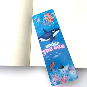 Under the Sea Bookmark, Sea Animal Bookmark with Whale, Jellyfish, Octopus, Seahorse & Stingray, Gift for Young Readers or Sea Lovers