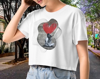 Camiseta corazón diseño urbano, crop top para mujer, regalo perfecto, playera diseño urbano.