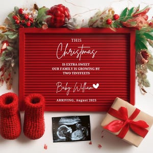 Digital Christmas Pregnancy Announcement baby Reveal canva template for Social Media Boho Christmas Digital Pregnancy Announcement Templates