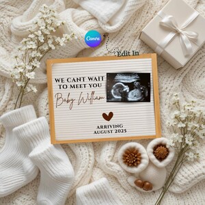 Personalized Baby Announcement Editable Canva Template digitaldownload pregnancy announcement Template for Social Media Baby Reveal template