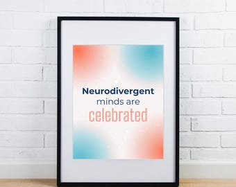 Poster - Neurodivergent minds are celebrated - pride and acceptance for neurodiversity!