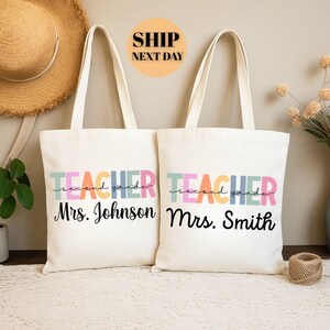 Personalized Teacher Tote Bag: Custom Name, Appreciation Gift