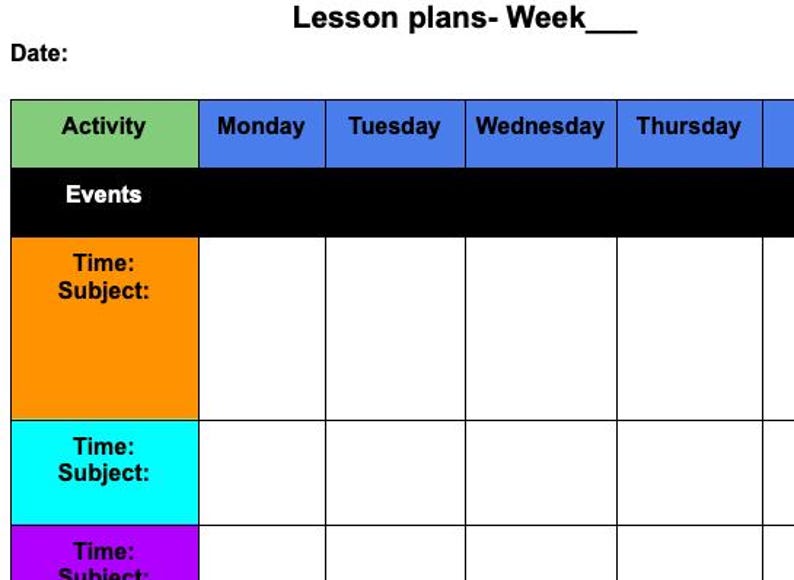 Lesson Plan Template - Etsy