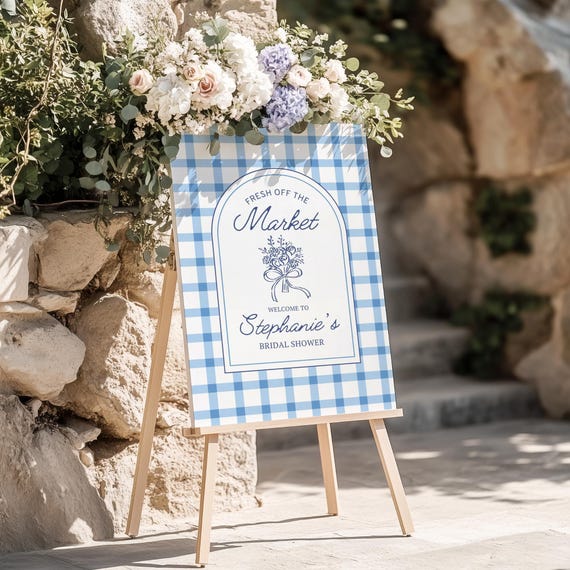 Fresh Off the Market Bridal Shower Welcome Sign Editable Instant Download Canva Template