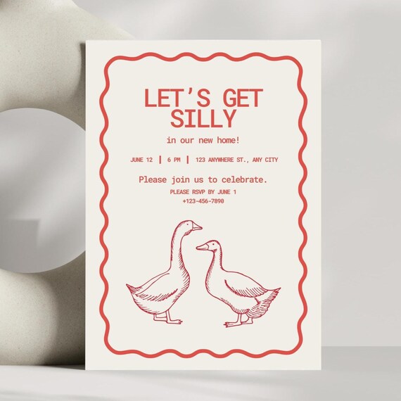 Editable Silly Goose Funny Housewarming Invitation Canva Template – Humorous New Home Invite, Printable Moving Party, Digital Download