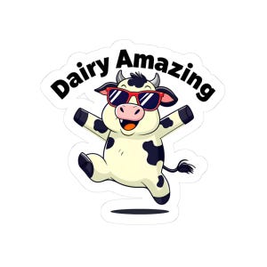 Dairy Amazing Cow Stickers, Fun Cow Décor, Cute Laptop Stickers, Quirky Gifts, Animal Lover Accessories, Farmhouse Style
