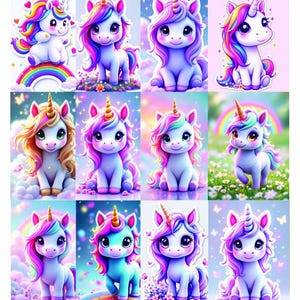 Juego de 36 pegatinas de unicornio de 2 x 2,5 pulgadas. Bonitas pegatinas de vinilo para agendas, diarios, manualidades y regalos, fiestas de cumpleaños y regalos para niñas.