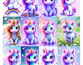 Unicorn Stickers Set: Waterproof Vinyl Decals for Planners & Crafts