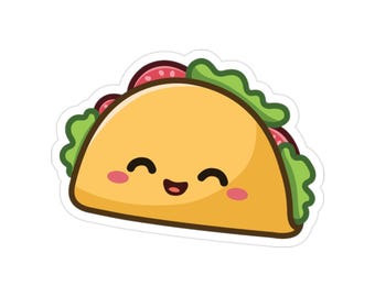 Cute Taco Transparent Outdoor Sticker - Fun Die-Cut Design for Water Bottles, Laptops, Car Decoration, Gift for Foodies