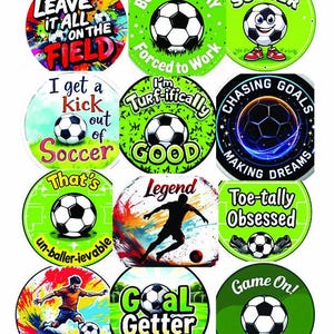 24 piece Soccer Sticker Pack – Fun and Sporty Vinyl Stickers for Kids, Teens, Water Bottles, Laptops, Journals, Game Day Gifts & Soccer Fans