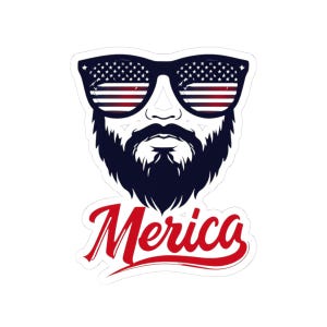 Patriottische kiss-cut stickers | Merica-zonnebrilsticker, USA Pride-vinyl, cadeau voor veteranen, 4 juli-decoratie, auto- en laptopstickers