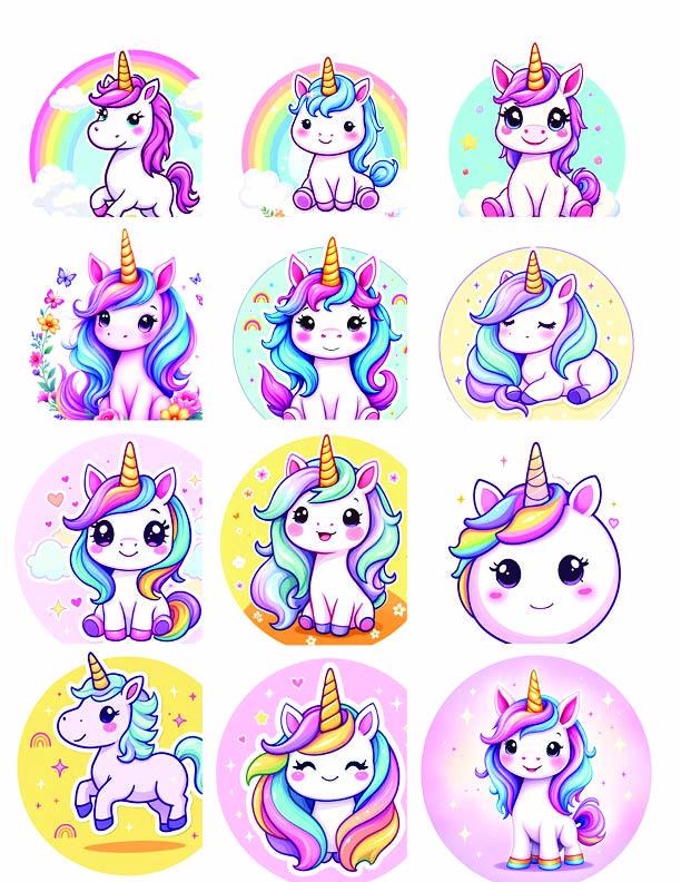 Kawaii Unicorn Stickers: Pastel Journal, Planner, Laptop Decor (36 Piece Set)