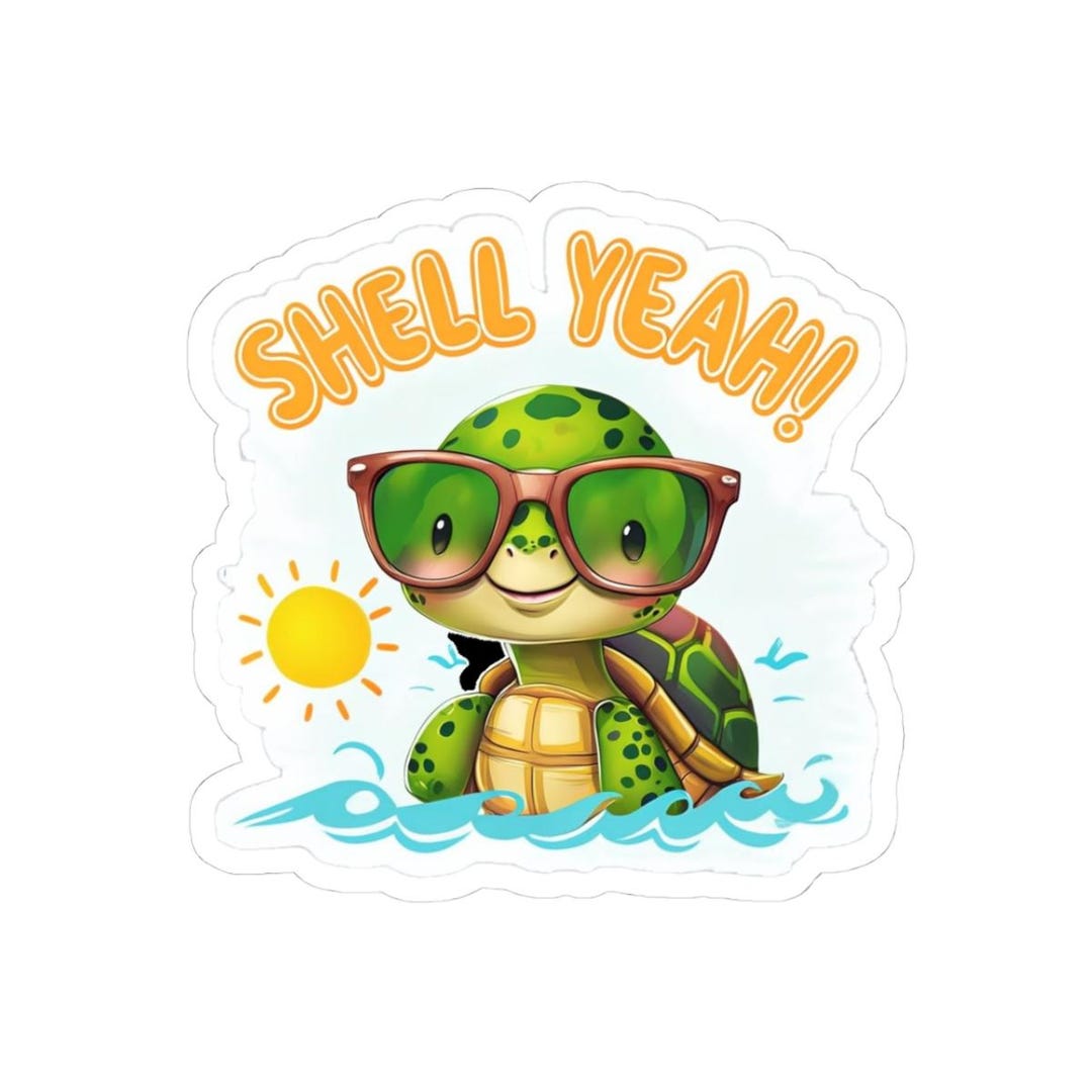 Cute Turtle Kiss-cut Stickers, Shell Yeah! Fun Decor for Laptops, Water ...