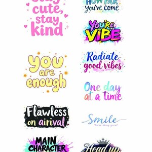 Cute Girl Empowerment Quote Aesthetic Vinyl Stickers Motivational Self-Love Decals Waterproof for Laptops, Bottles & Journals
