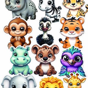 Cute Animal Sticker Pack – Kawaii Animal Stickers, Waterproof Vinyl, Laptop & Water Bottle Stickers, Bunny, Cat, Bear, Frog, Aesthetic Gifts