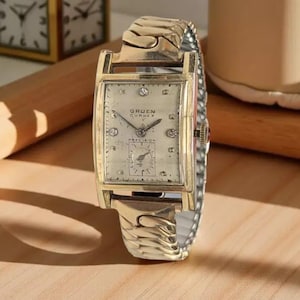 Working Gruen Women\'s Watch Square Wide Pink Dial & Steel band 24mm Fit‎ 6.5in Gruen Pink Wristwatches for sale | eBay main image 4