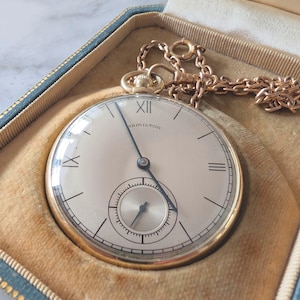14k Hamilton Pocket Watch with Chain