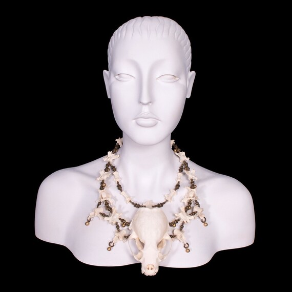Skull and Vertebrae Bone Necklace - Vydra - Etsy