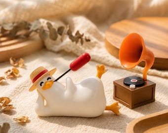 Figura de pato vibrante, divertida decoración de escritorio, pato relajado, regalo ideal para la oficina (impreso en 3D)