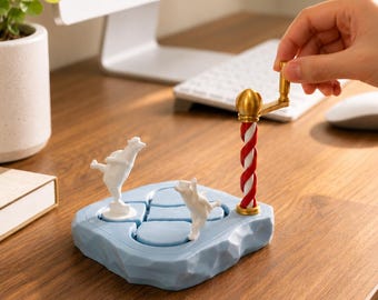 Eisbär-Eislaufautomat, 3D-gedrucktes kinetisches Schreibtischspielzeug, bewegliche Eisbahn, STEM-Geschenk für Ingenieure