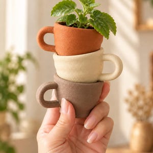 Stackable Teacup Planter Self Watering Mini Plant Pot Desk Decor Gift