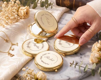 Vintage Christian Dior Paris Oval Compact Pocket Mirror Gold Tone