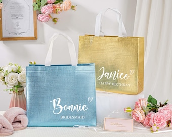 Personalized Bridesmaid Name Gift Bags, Bridal Party Gift Bags, Custom Wedding Gift Bag, Bachelorette Party Bag, Thank You Gift Bags