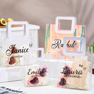 Custom Name Gift Bags, Bachelorette Party Bag, Clear Gift Bags With Handle, Bridal Party Gift Bag, Birthday Party Gift Bag, Wedding Gift Bag