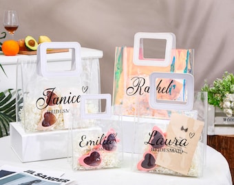 Custom Name Gift Bags, Bachelorette Party Bag, Clear Gift Bags With Handle, Bridal Party Gift Bag, Birthday Party Gift Bag, Wedding Gift Bag