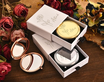 Personalized Bridesmaids Makeup Mirror, Custom Pocket Makeup Mirror, Delicate Engraved Compact Mirror, Bridesmaid Gift, Bridal Party Gifts