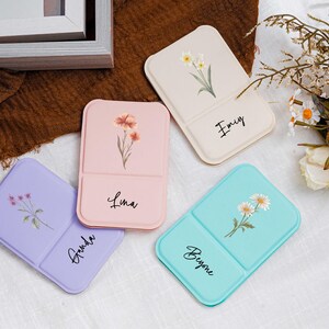 Espejo de maquillaje cuadrado de regalo, espejo pequeño personalizado con nombre, espejo de maquillaje plegable, espejo de maquillaje de viaje, regalo de dama de honor, regalo para ella