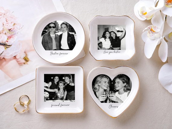 Personalized Photo Trinket Dish, Ceramic Trinket Tray for Best Friend, Grandma, Custom Jewelry Ring Dish, New Grandma Ring Dish,Wedding Gift