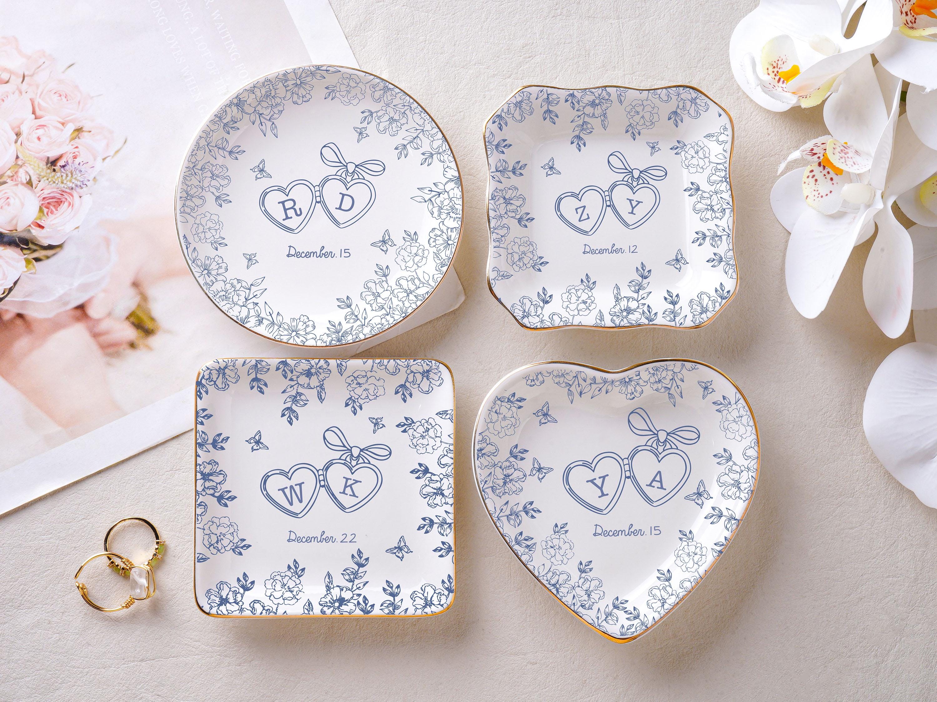 Custom Engagement Ring Dish, Personalized Ceramic Locked Ring Dish ...