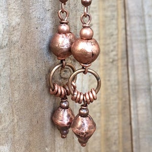 Ethnic Copper Dangle Earrings, Rustic Copper Jewelry, Bohemian Style Earrings, Copper Dangle Drop Earrings