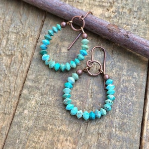 Turquoise Hoop Earrings Arizona Turquoise Jewelry Minimalist | Etsy