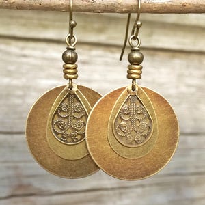 Bohemian Earrings - Dangle Boho Earrings - Brass Dangle Earrings - Boho Jewelry - Bohemian Jewelry - Ethnic Earrings - Ethnic Jewelry