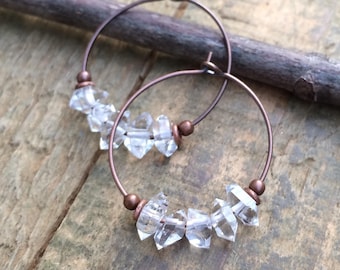 Herkimer Diamond Earrings, Ethically Sourced Stone Earrings, April Birthstone Jewelry, Sustainable Eco-friendly Gift