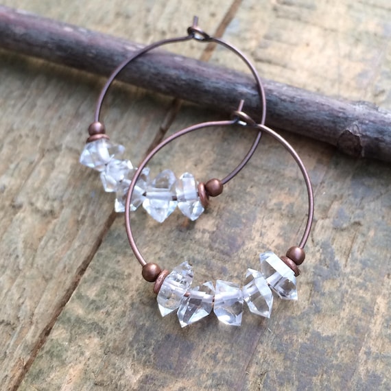 Herkimer Diamond Earrings, Ethically Sourced Stone Earrings, April Birthstone Jewelry, Sustainable Eco-friendly Gift