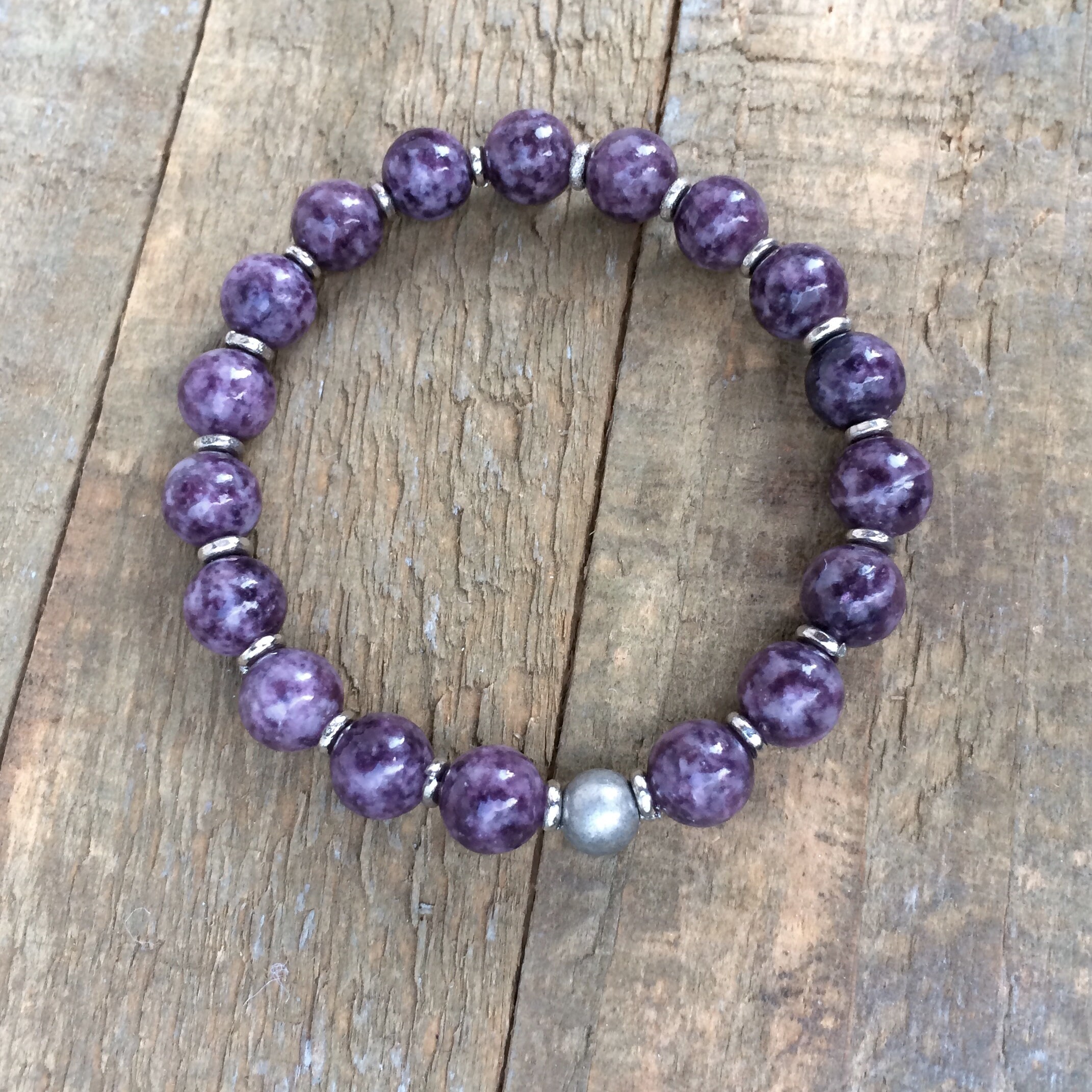Purple Stone Bracelet Stacking Stretch Bracelet Purple Etsy