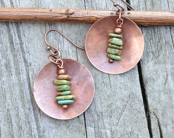 Turquoise Earrings, Turquoise Jewelry, Copper Earrings, Copper Jewelry, Boho Earrings, Turquoise Dangle Earrings,