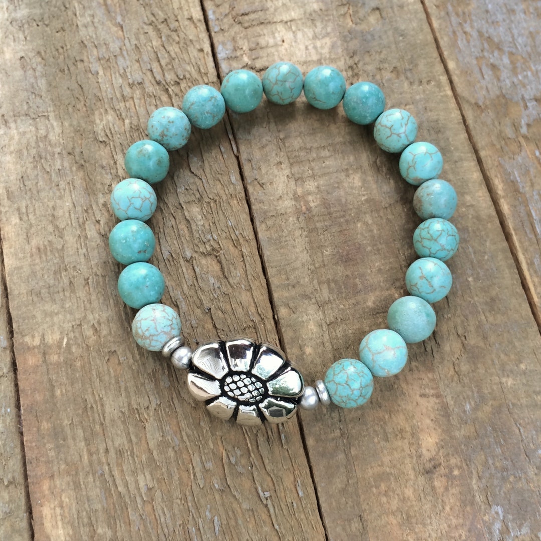 Turquoise Stone Bracelet Turquoise Stretch Bracelet - Etsy