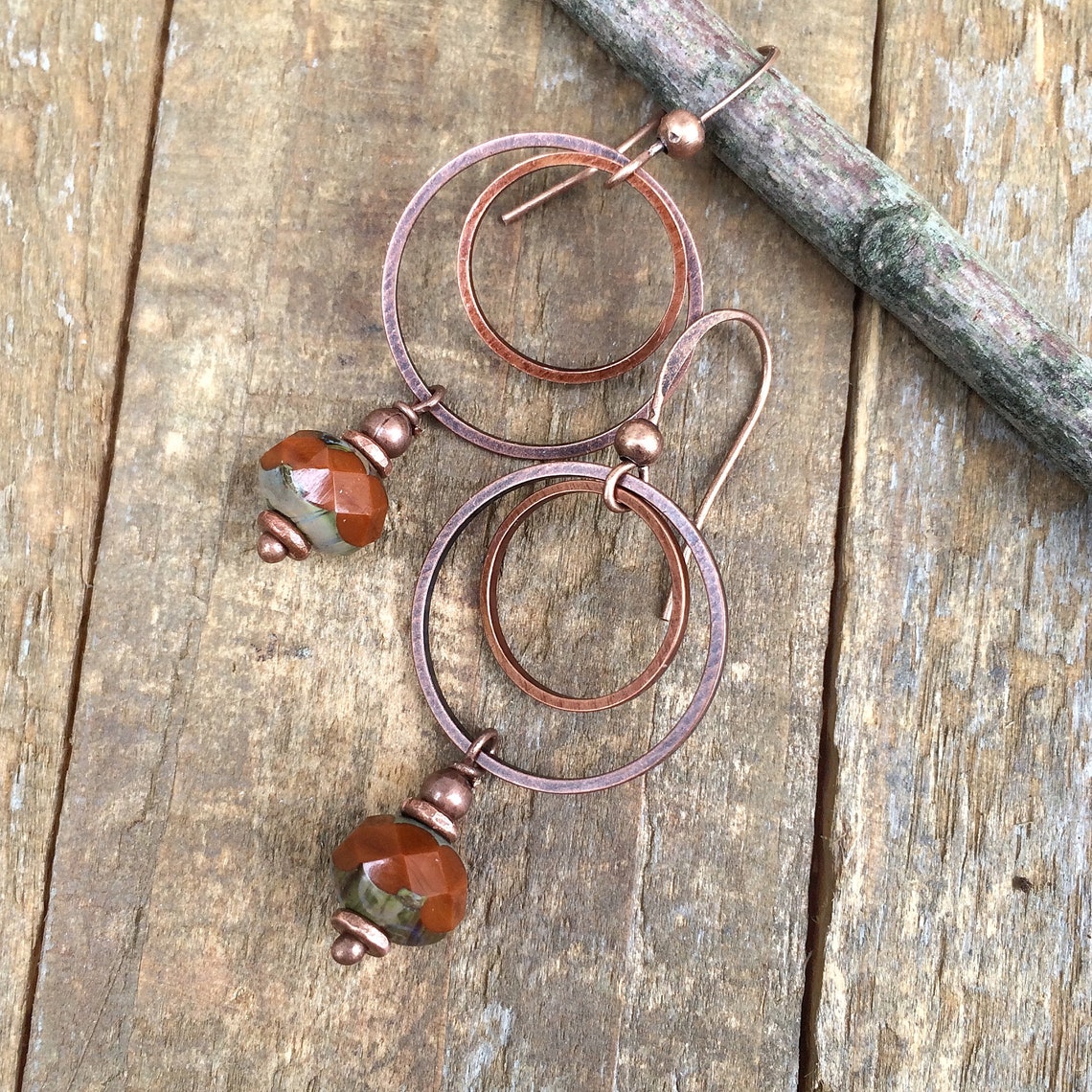 Burnt Orange Earrings Burnt Orange Jewelry Copper Dangle Etsy
