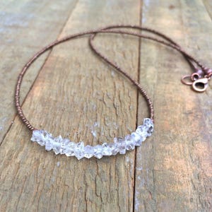 Eco-Friendly Herkimer Diamond Necklace, April Birthstone Gift, Ethically Sourced Diamond Jewelry, Layering Crystal Necklace