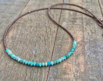 Minimalist Turquoise Necklace, Turquoise Layering Necklace, Turquoise Choker, Boho Bead Jewelry, Arizona Turquoise Bead Necklace