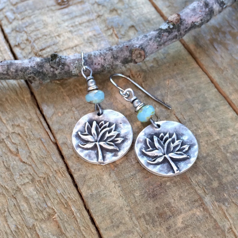 Silver Lotus Earrings Small Silver Flower Jewelry Lotus - Etsy