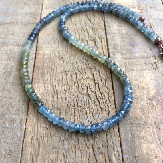 Shades of blue and green moss aquamarine gemstone bracelet; aquamarine bracelet; green bracelet; gemstone bracelet