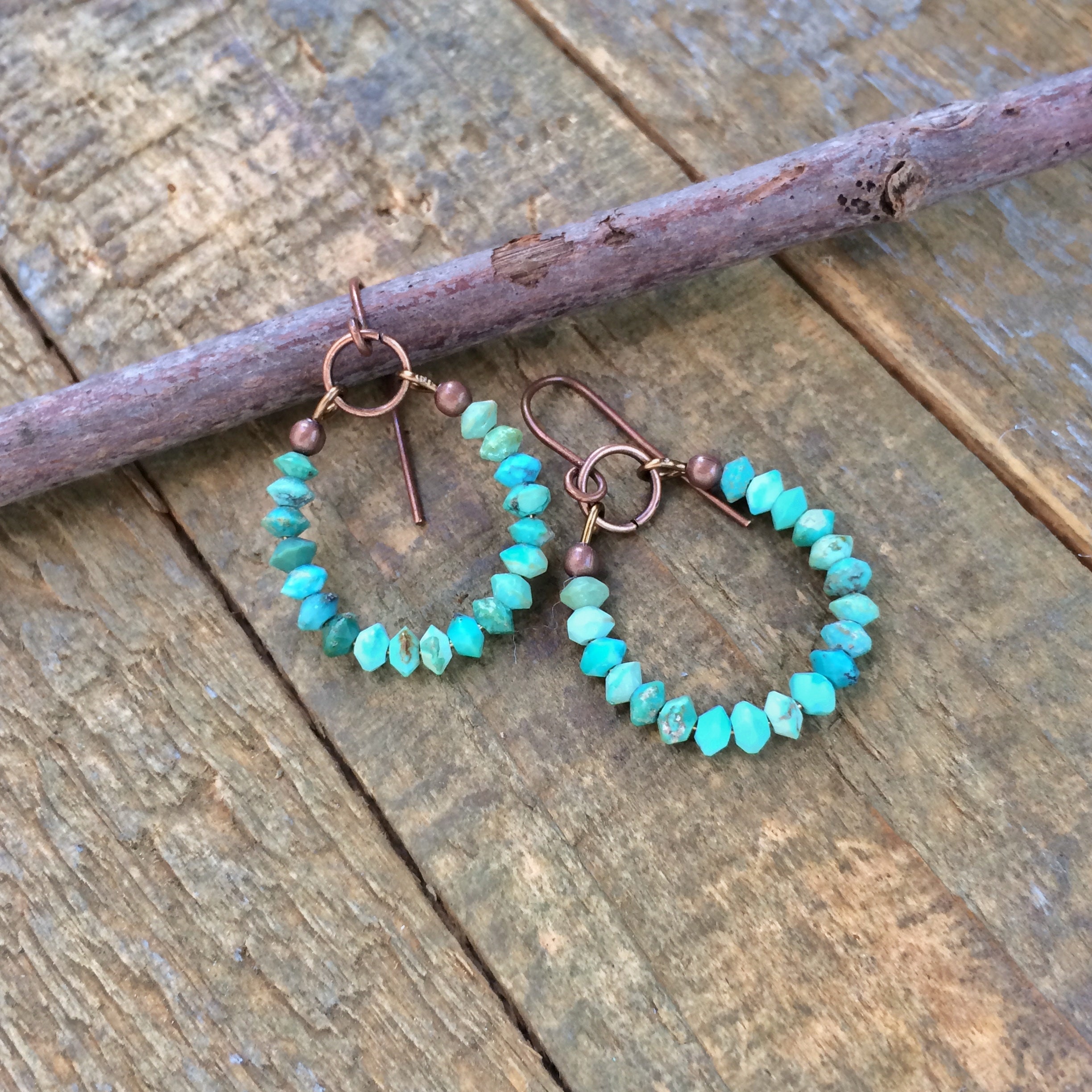 Turquoise Hoop Earrings Arizona Turquoise Jewelry Minimalist | Etsy